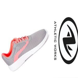 Athletic Works | Coral & Gray Girls Lace-up Mesh Jogger Shoe | Size 2